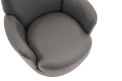 Swivel Barrel Chair, Swivel Accent Chairs Armchair For Living Room, Reading Chairs For Bedroom Comfy, Round Barrel Chairs With Gold Stainless Steel Base - Gray
