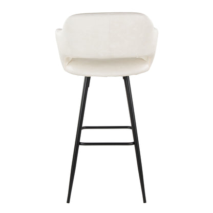 Margarite - Contemporary Fixed Height BarStool With Square Footrest (Set of 2) - Black / Cream