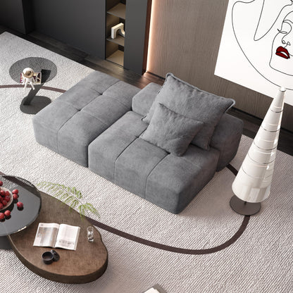Modern Oversized Modular Sectional Sofa, Sparkling Chenille Soft Cushion Sofa With 2 Pillows, Diy Combination Tufted Sofa, No Assembly Required - Gray