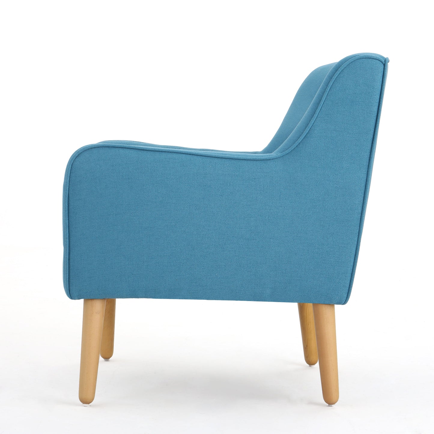 Modern Arm Chair With Tufted Back And Wooden Legs - Teal