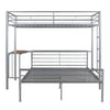 Twin Over Full Bunk Bed With Desk, Ladder And Quality Slats For Bedroom - Silver