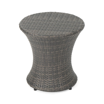 Thrive - Hourglass Rattan Table With No Glass Top - Gray