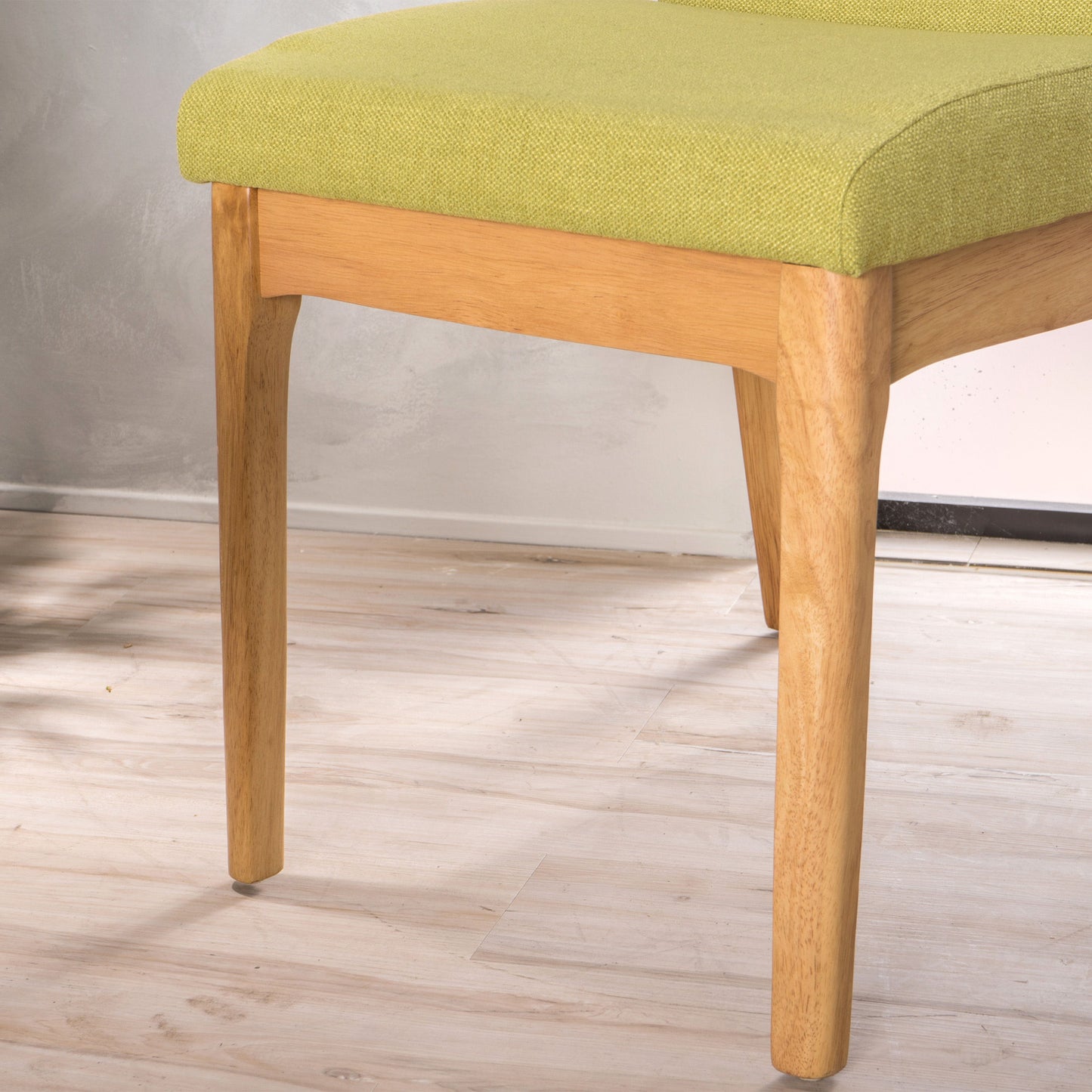 Contemporary Fabric Dining Chairs (Set of 2) - Green / Natural Oak