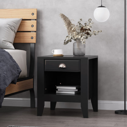 Cleary - Contemporary Wood Nightstand With Drawer - Black