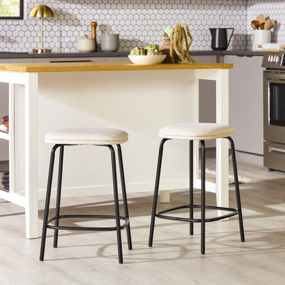 Modern Simple Counter Stool With Upholstered Seat (Set of 2) - Ivory