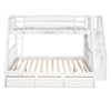 Twin Over Full Bunk Bed With Drawers, Ladder And Storage Staircase - White