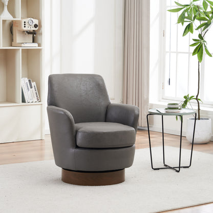 Swivel Barrel Chair, Swivel Accent Chairs Armchair For Living Room, Reading Chairs For Bedroom Comfy, Round Barrel Chairs With Gold Stainless Steel Base - Gray