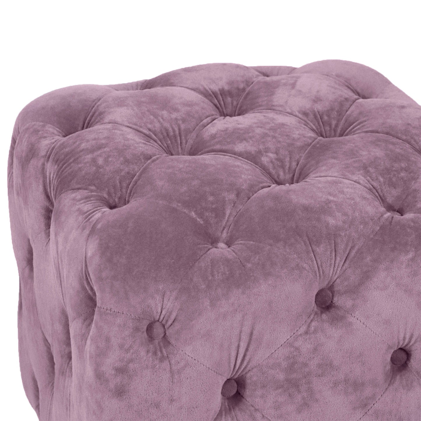 Modern Velvet Upholstered Ottoman, Exquisite Small End Table, Soft Foot Stool, Dressing Makeup Chair, Comfortable Seat For Living Room, Bedroom, Entrance - Purple