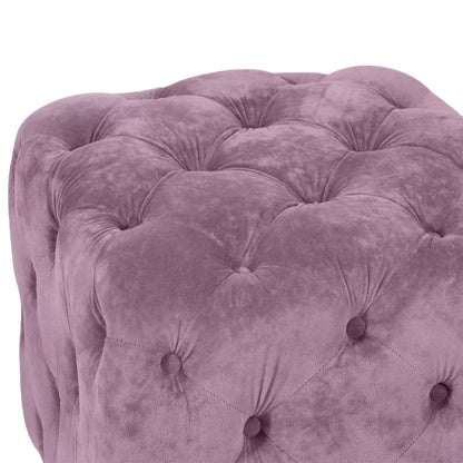 Modern Velvet Upholstered Ottoman, Exquisite Small End Table, Soft Foot Stool, Dressing Makeup Chair, Comfortable Seat For Living Room, Bedroom, Entrance - Purple