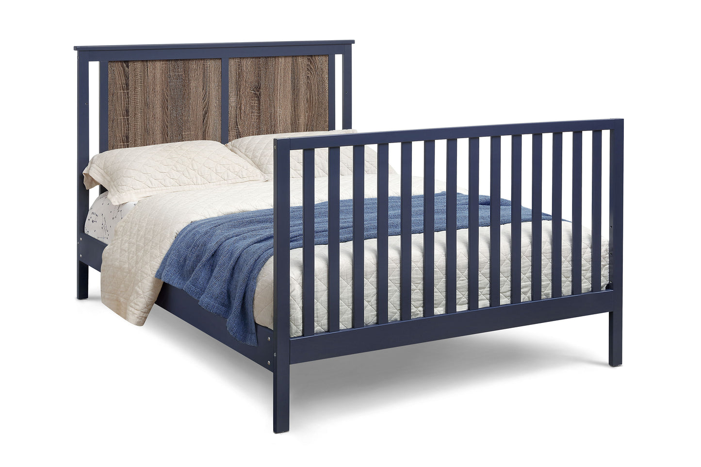 Connelly - 4 In 1 Convertible Crib - Midnight Blue / Vintage Walnut