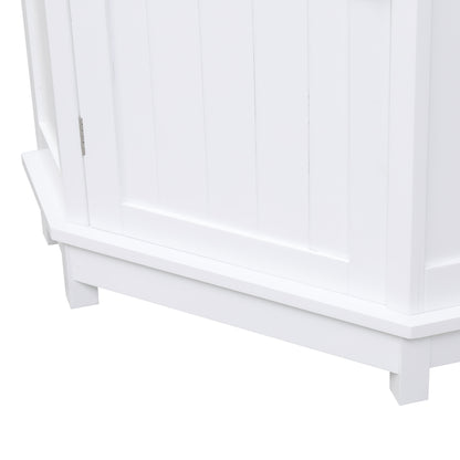 Bathroom Cabinet Triangle Corner Storage Cabinet With Adjustable Shelf Modern Style - White