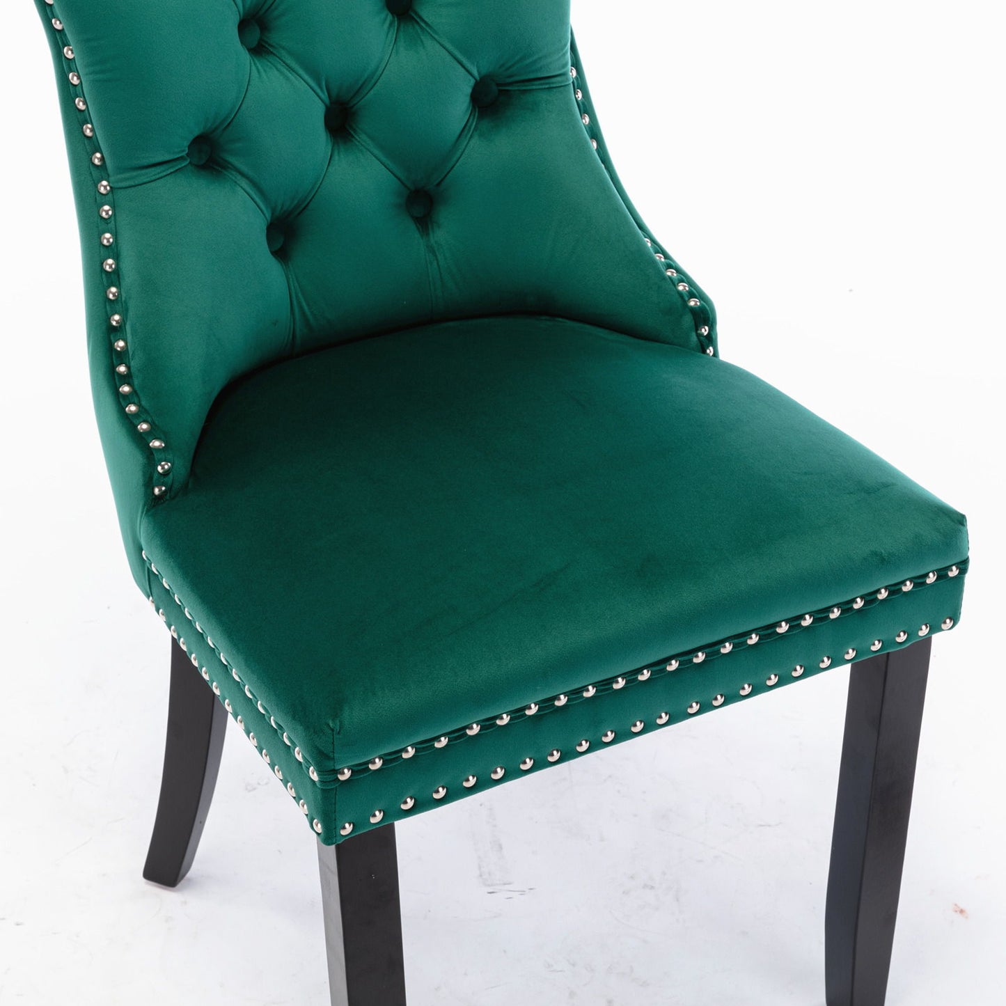Nikki - Modern, High-End Tufted Solid Wood Contemporary Velvet Upholstered Dining Chair With Wood Legs Nailhead Trim (Set of 2) - Green
