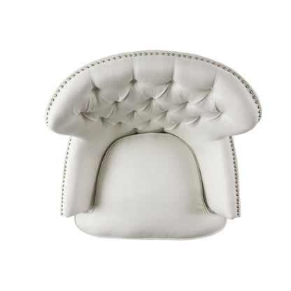 Modern Accent Chair Upholstered Foam Filled Living Room Chairs Comfy Reading Chair Mid Century Modern Chair, Armchair For Living Room Bedroom - Ivory