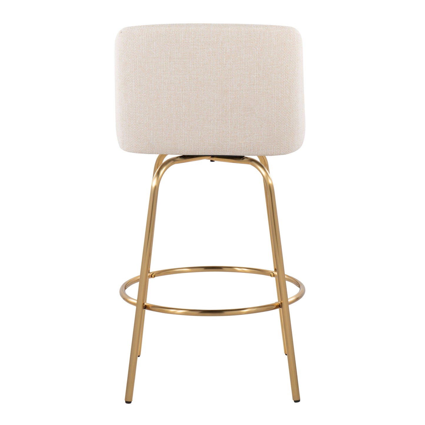 Toriano - Contemporary Fixed Height Counter Stool With Swivel And Round Footrest (Set of 2) - Cream / Gold