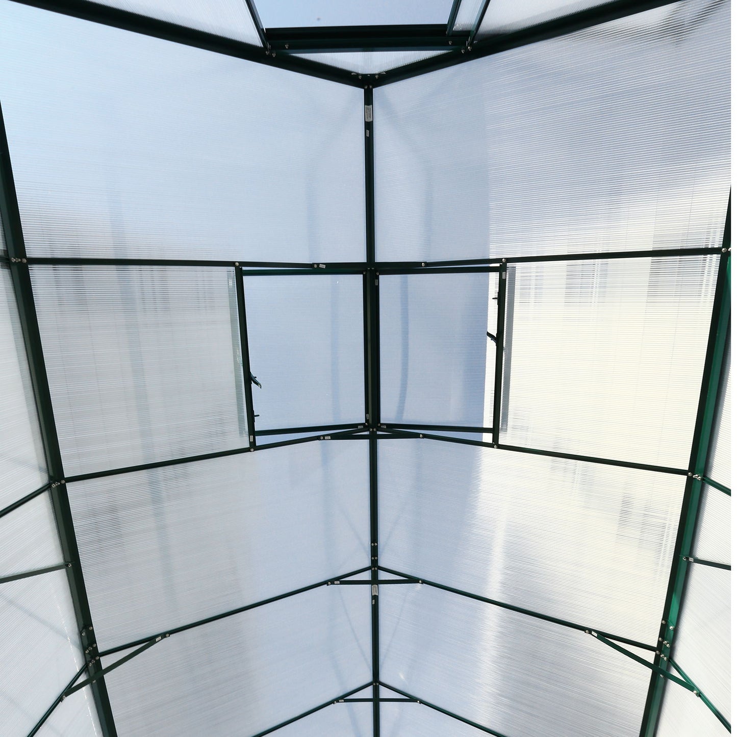 6.3'*10.2'*7' Polycarbonate Greenhouse, Heavy Duty Outdoor Aluminum Walk-In Green House Kit With Rain Gutter, Vent And Door For Backyard Garden - Green