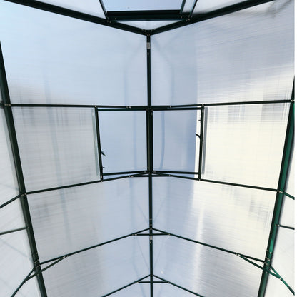 6.3'*10.2'*7' Polycarbonate Greenhouse, Heavy Duty Outdoor Aluminum Walk-In Green House Kit With Rain Gutter, Vent And Door For Backyard Garden - Green