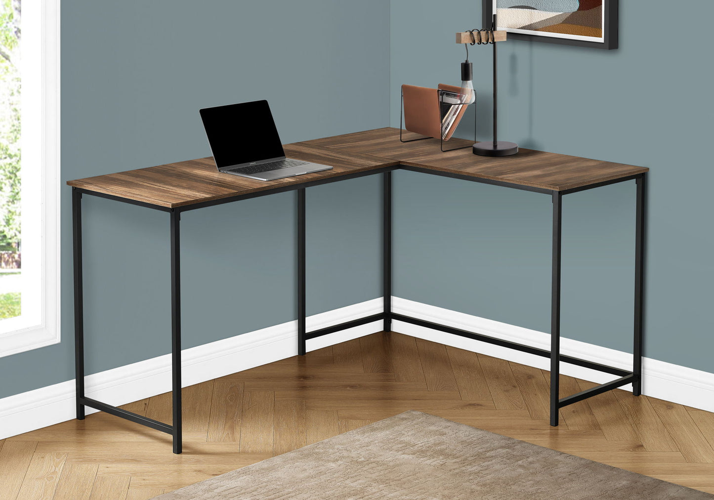 Computer Desk, Home Office, Corner, L Shape, Laptop, Contemporary & Modern - Brown