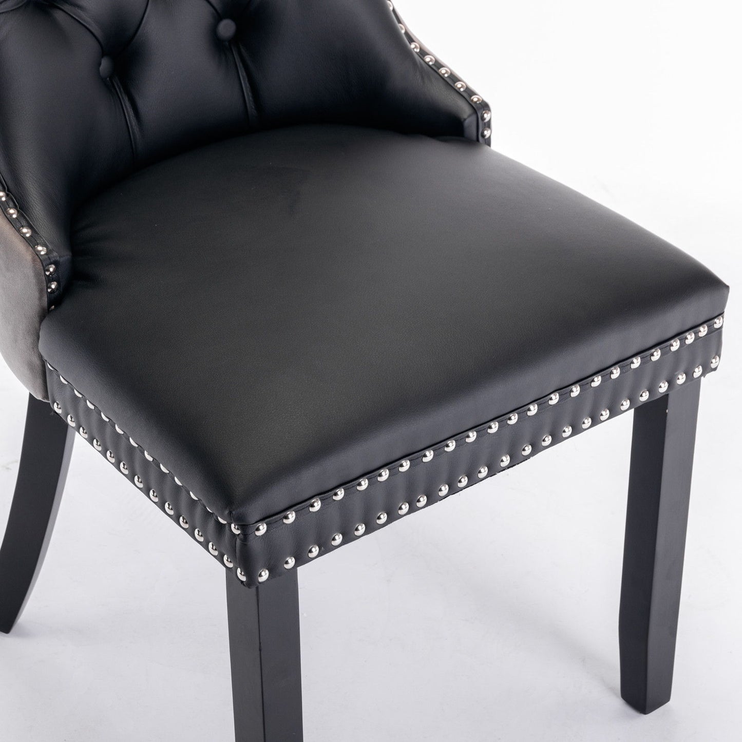 Nikki - Modern, High-End Tufted Solid Wood Contemporary And Velvet Upholstered Dining Chair With Wood Legs Nailhead Trim (Set of 2) - Black / Gray