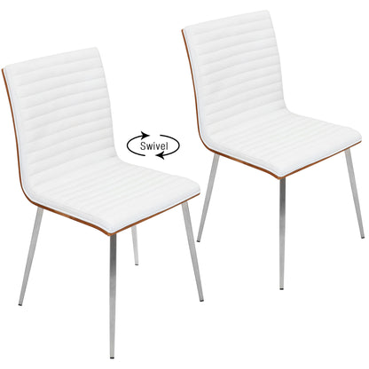 Mason - Contemporary Dining / Chair With Swivel (Set of 2) - Walnut / White