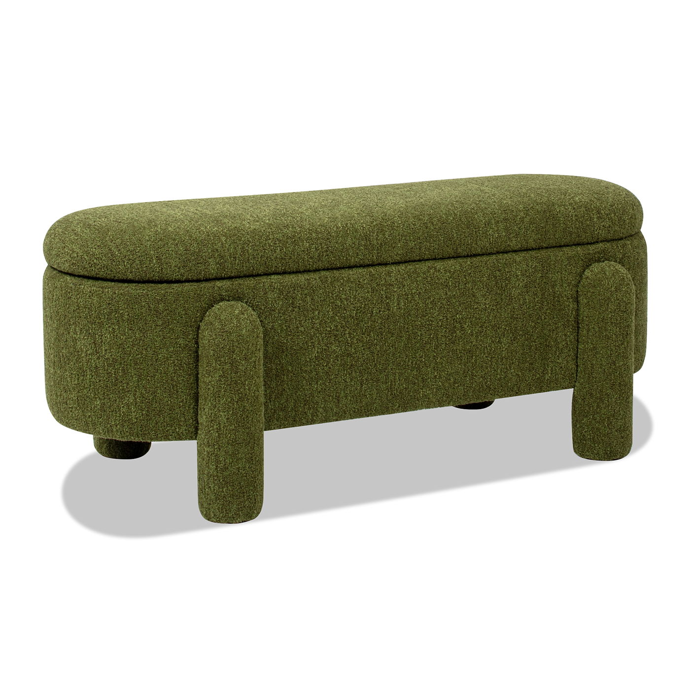 Hugo - Oval Fully Upholstered Storage Bench - Moss Green