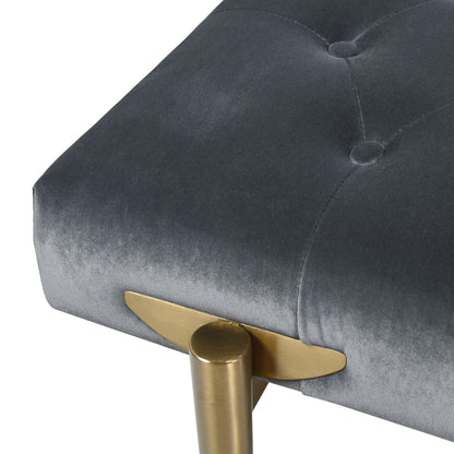 Aria - Upholstered Gold Accent Bench - Gray