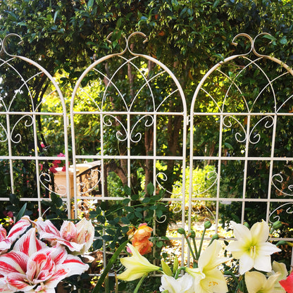 4 Pack Metal Garden Rustproof Trellis For Climbing Plants Outdoor Flower Support - Cream White