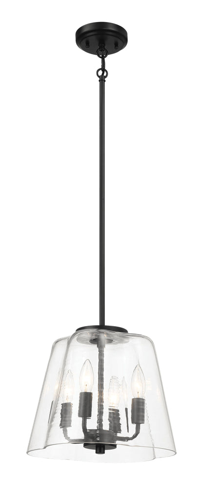 Soiree - 4 Candle Lights Pendant - Black / Clear