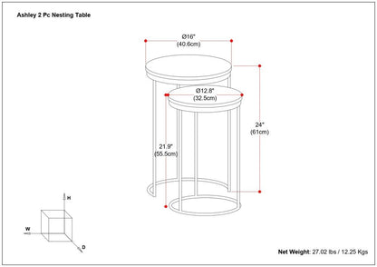 Ashley - 2 Piece Nesting Table - Gold