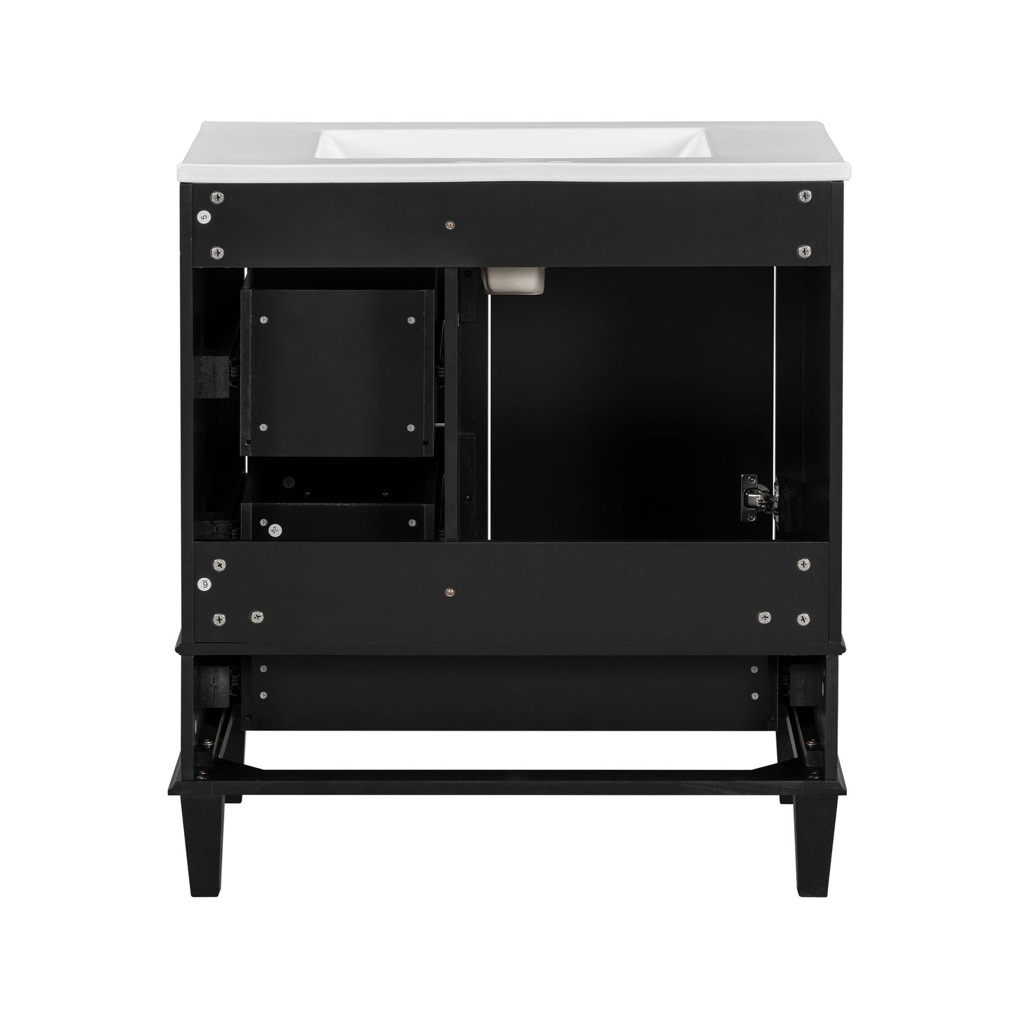 Bathroom Vanity, Modern Bathroom Cabinet With Sink Combo Set, Bathroom Storage Cabinet With A Soft Closing Door And 3 Drawers, Solid Wood Frame - Black