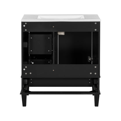 Bathroom Vanity, Modern Bathroom Cabinet With Sink Combo Set, Bathroom Storage Cabinet With A Soft Closing Door And 3 Drawers, Solid Wood Frame - Black