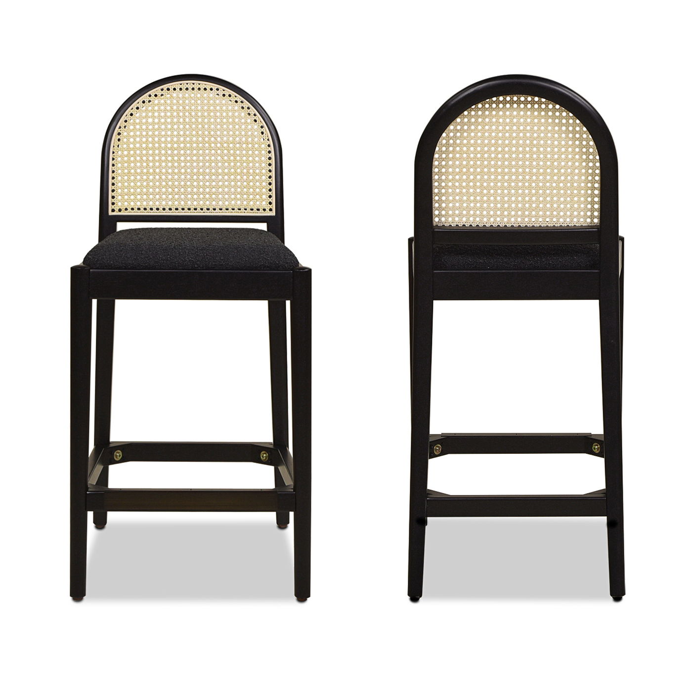 Panama - Curved Back Cane Counter Stool (Set of 2) - Ebony Black