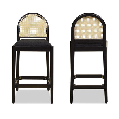Panama - Curved Back Cane Counter Stool (Set of 2) - Ebony Black