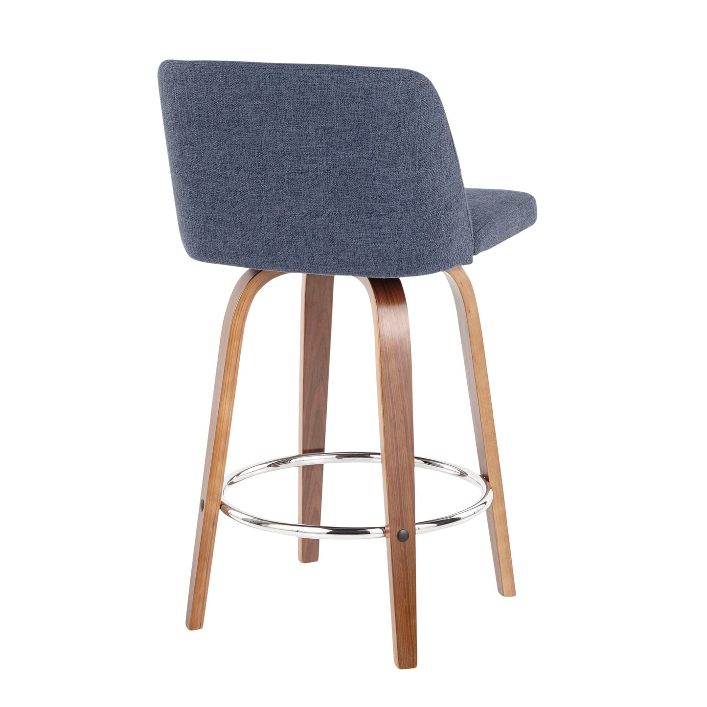 Toriano - Mid-Century Modern Counter Stool (Set of 2) - Blue / Walnut