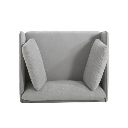 Vintage Lounge Chair With Polyester Upholstery, Solid Wood Frame & Steel Legs - Gray