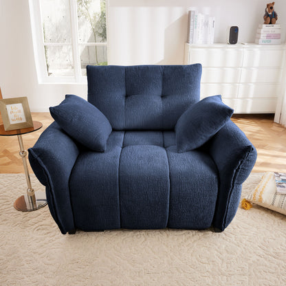 Modern Ergonomic Single Seater Sofa With High Resilience Support Cushions And Throw Pillows - Blue