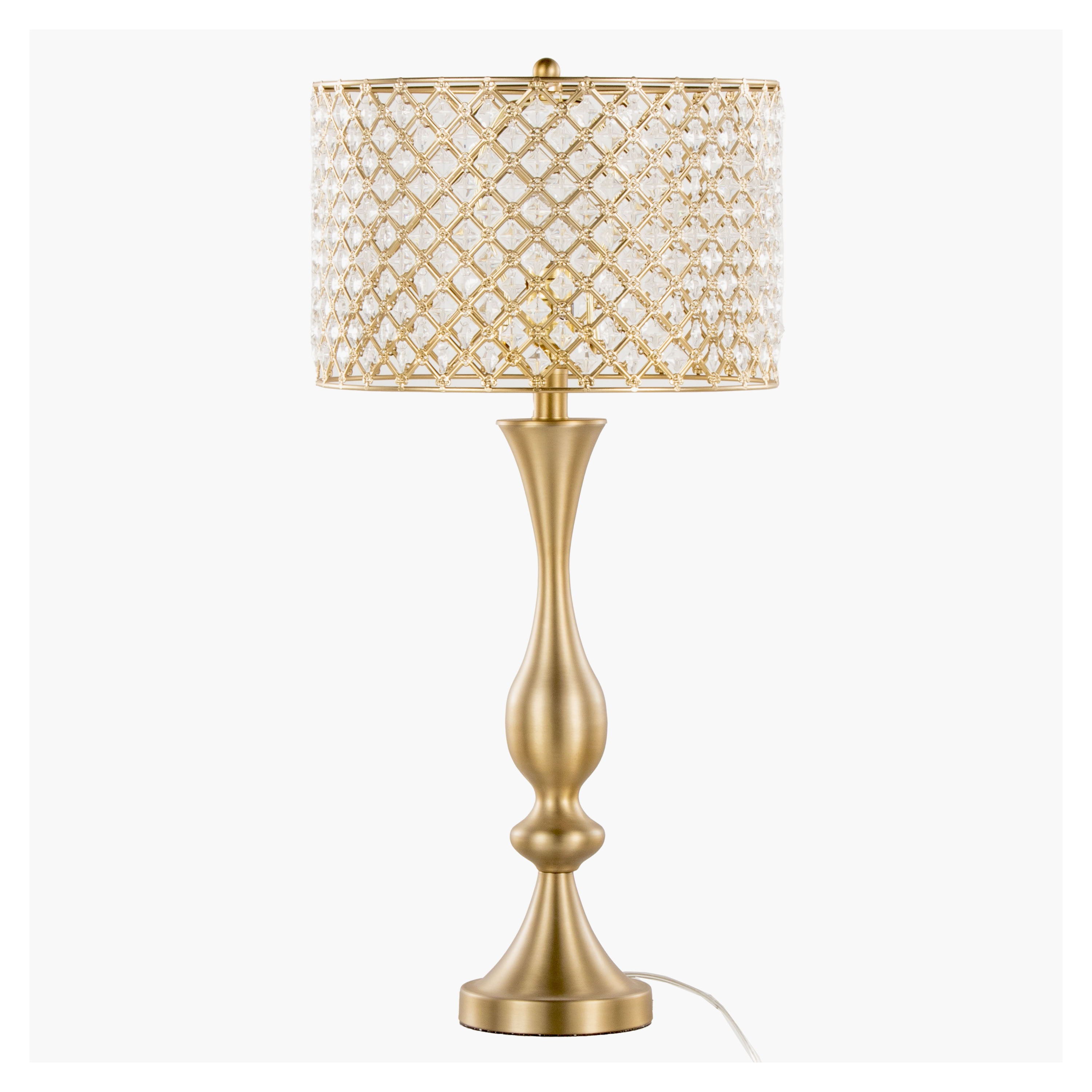 Topaz - Glam / Art Deco Table Lamp - Gold / Clear Crystal