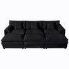 Oversized Deep Seat Sectional Cloud Sofa Sleeper With 3 Ottomans & Soft Pillows, Modular Couch Bed - Black