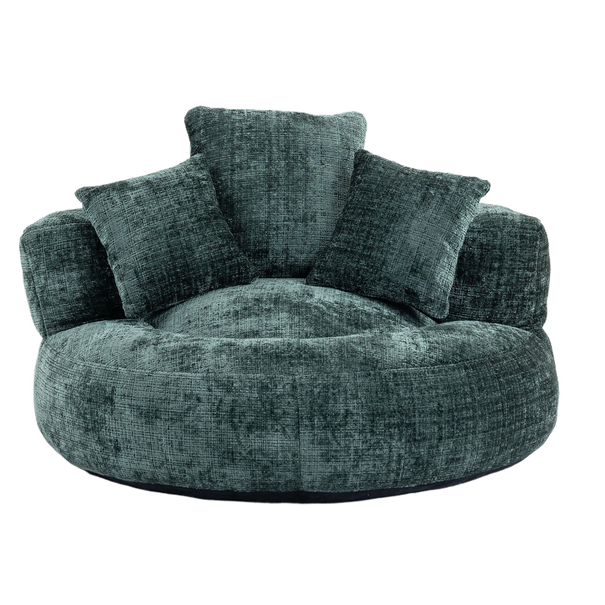 Chenille High Back Bean Bag Chair Couch With 3 Pillows, Indoor & Outdoor, Single Gaming Sofa For Bedroom - Emerald