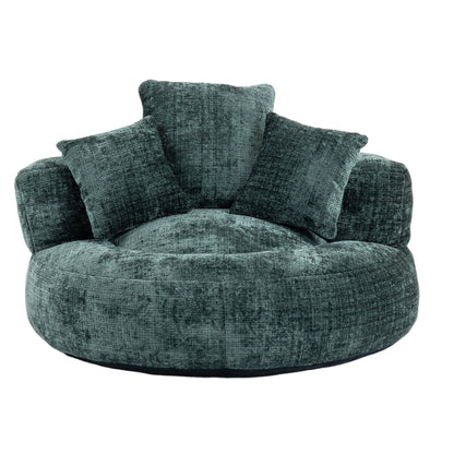 Chenille High Back Bean Bag Chair Couch With 3 Pillows, Indoor & Outdoor, Single Gaming Sofa For Bedroom - Emerald