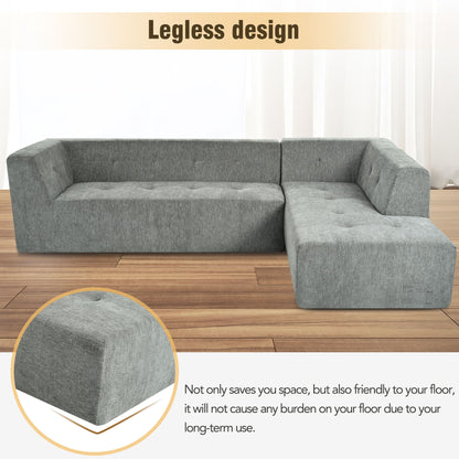 Modular Combination Sofa Set, Modern Minimalist Sofa, Living Room Upholstered Sofa Bed, Bedroom, 2 Pieces Computer Free Combination, L - Shaped - Light Gray