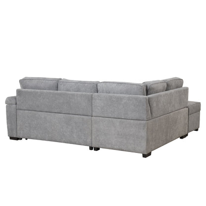 Sleeper Sofa Bed, 2 In 1 Pull Out Sofa Bed L Shape Couch With Storage Ottoman For Living Room, Bedroom Couch And Small Apartment - Gray