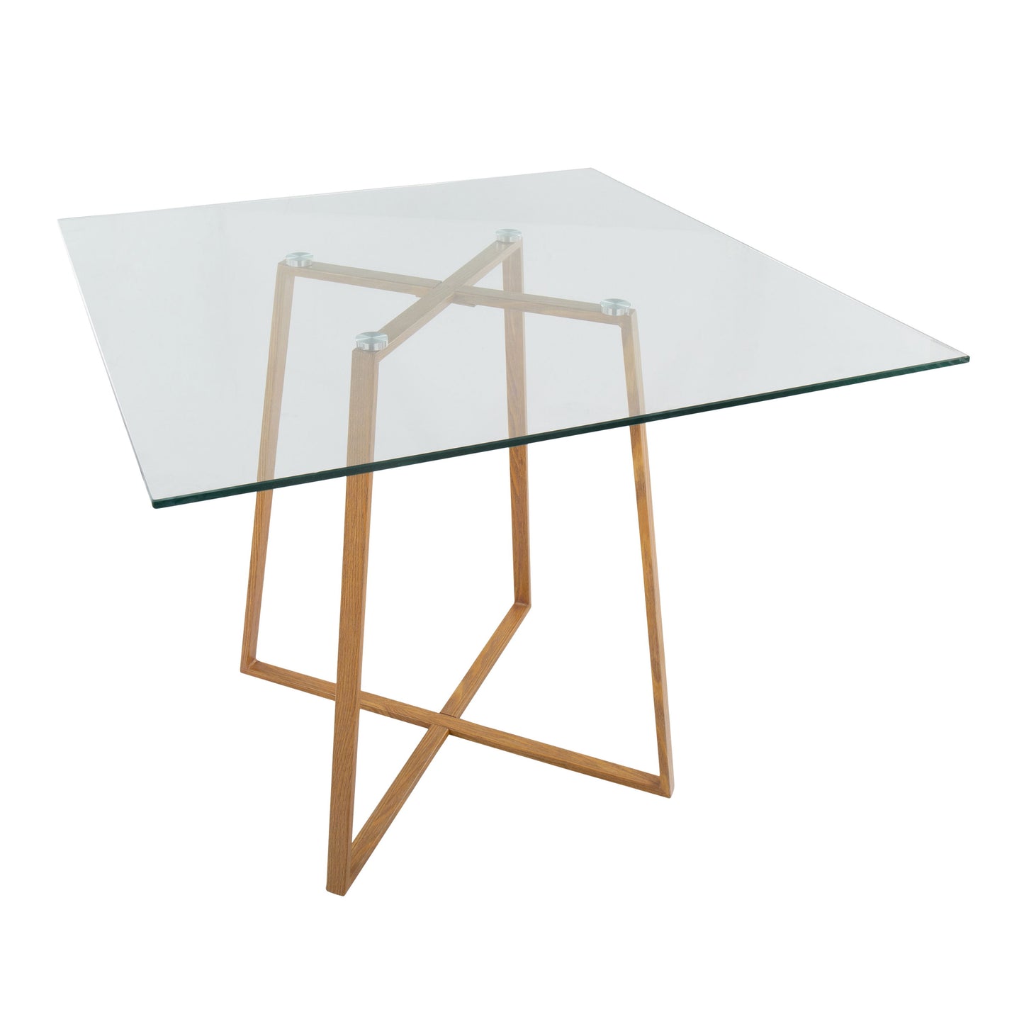 Cosmo - Contemporary Square Dining Table With Natural Legs - Clear
