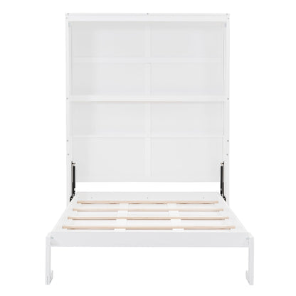 Full Size Murphy Classic Wall Bed With Shelves - White