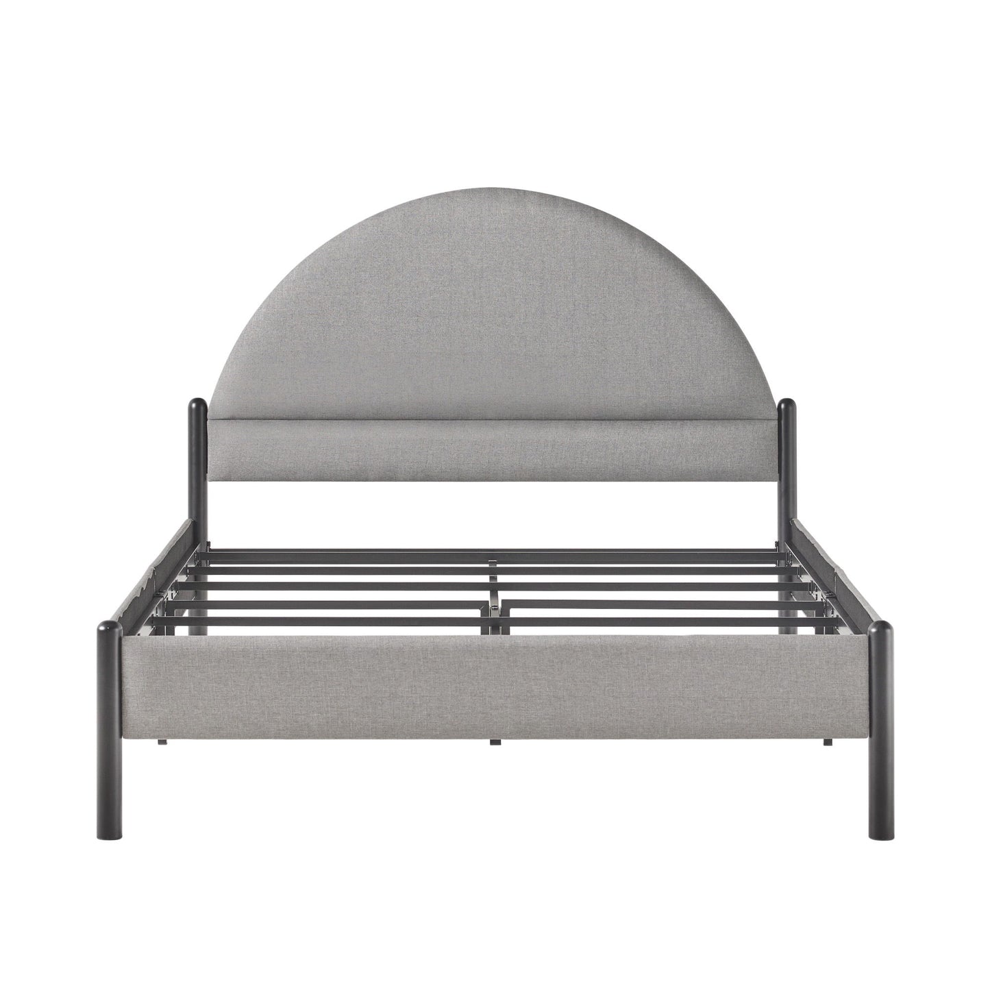 Queen Bed Frame Modern Upholstered Curved Headboard - Gray
