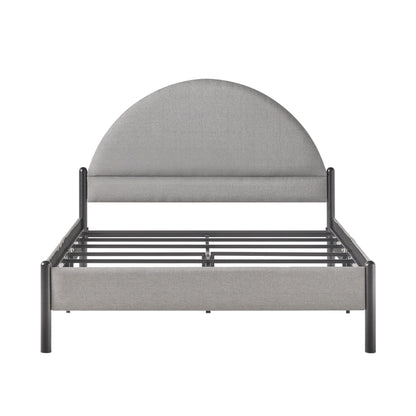 Queen Bed Frame Modern Upholstered Curved Headboard - Gray