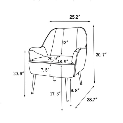 Modern Mid-Century Chair Velvet Sherpa Armchair For Living Room Bedroom Office - Beige