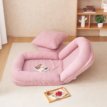 Triple Fold Pink Down Sofa Bed - Pink