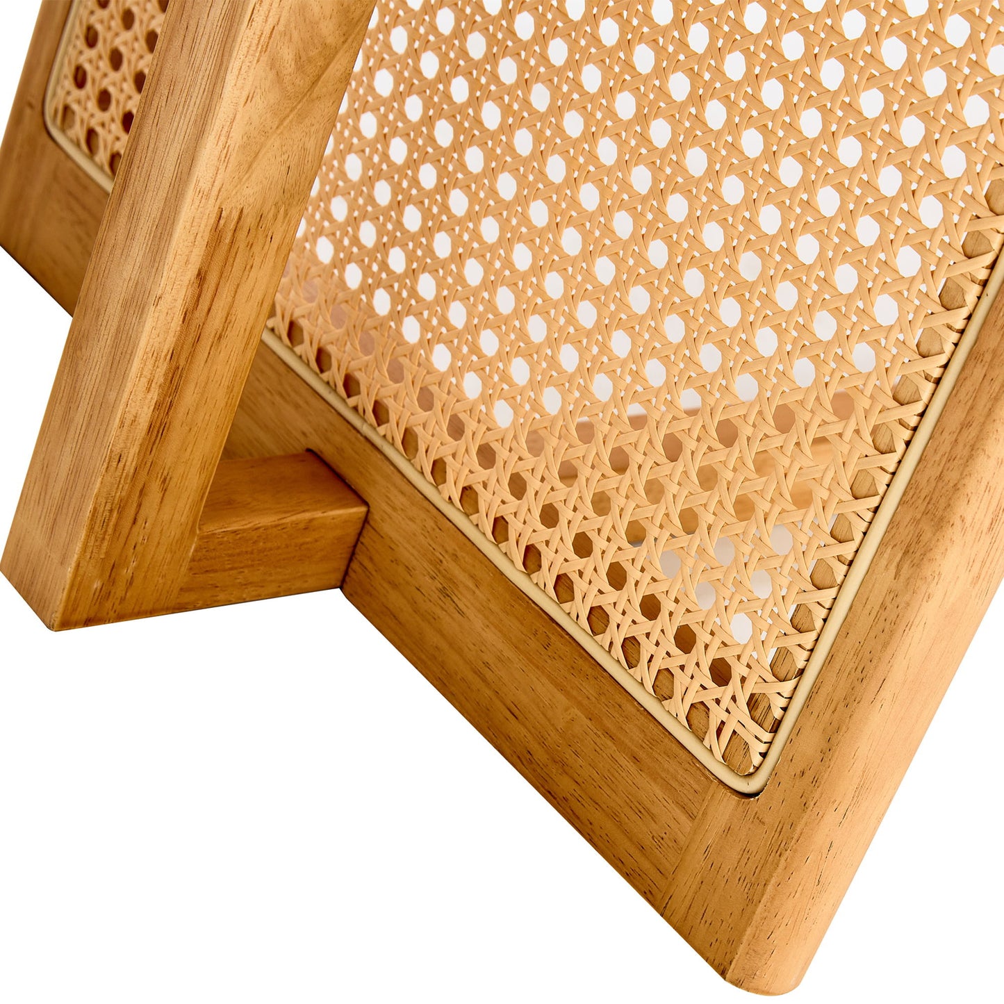 Rubber Wood And Solid Wood Coffee Table Modern Minimalist Rattan Weaving Design, Living Room Balcony, Multifunctional Small Sized Furniture - Natural