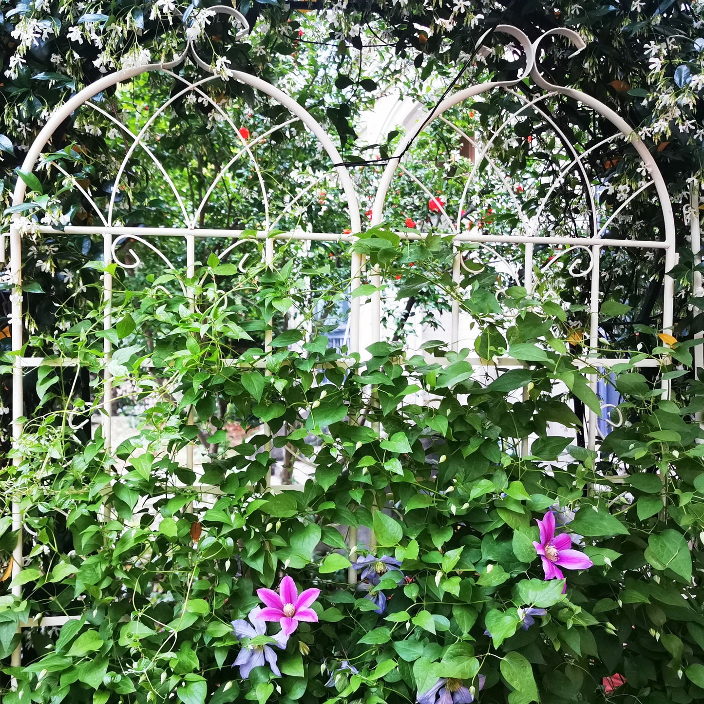4 Pack Metal Garden Rustproof Trellis For Climbing Plants Outdoor Flower Support - Cream White