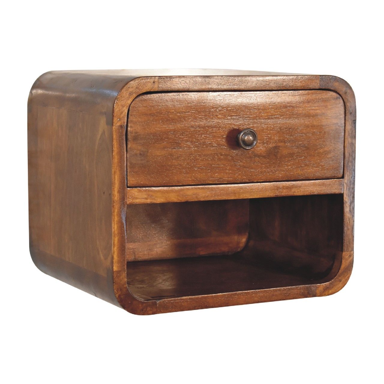 Mini Curve Floating Nightstand - Chestnut